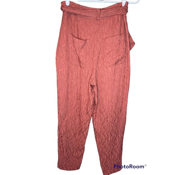 ETT:TWA By Anthropologie Tie Waist Rose Terrcotta Cropped Pull On Pants Size 4 - Picture 2 of 9